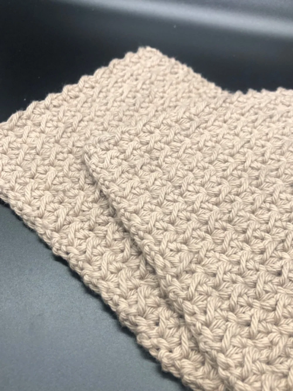 Handmade Crochet Dish Cloth, 100% Cotton Reusable Kitchen Washcloth, Khaki